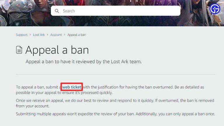 How To Appeal A Ban In Lost Ark Unban Account Gamer Tweak