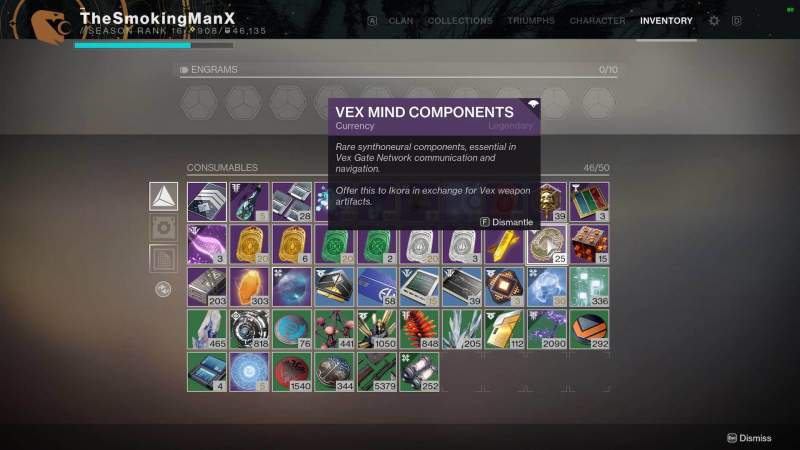 how to use vex mind components in destiny 2