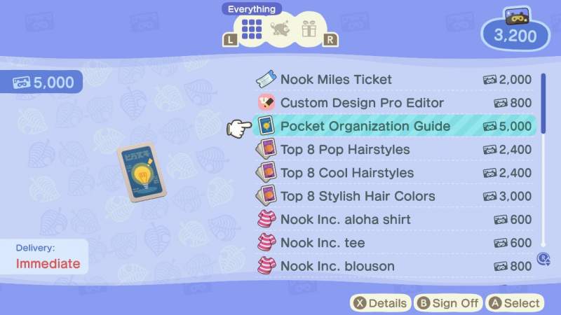 Animal Crossing New Horizons Inventory Space Upgrade