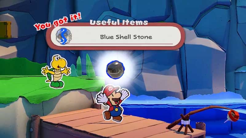 how-to-get-blue-shell-stone-paper-mario-origami-king-fishing