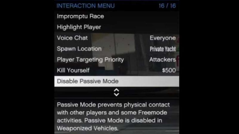 how to enter passive mode gta 5 online