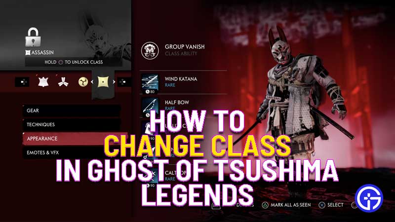 how to change class in ghost of tsushima legends dlc