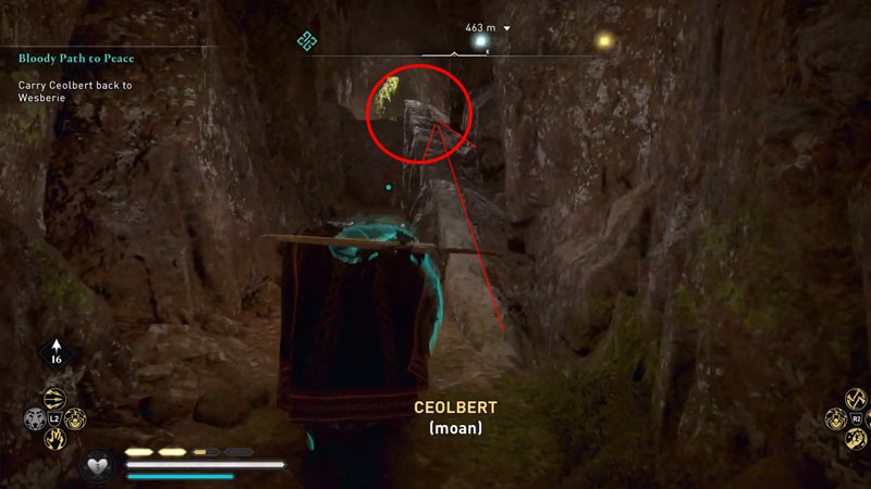 how to take coelbert out of the cave in assassin's creed valhalla