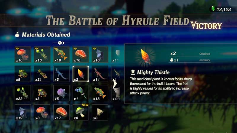 where to farm mighty thistle and armoranth in hyrule warriors age of calamity