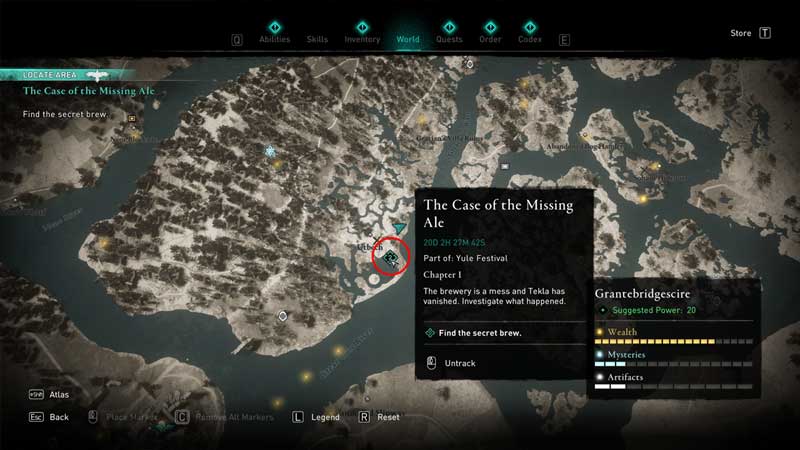 the case of the missing ale quest in yule festival in ac valhalla