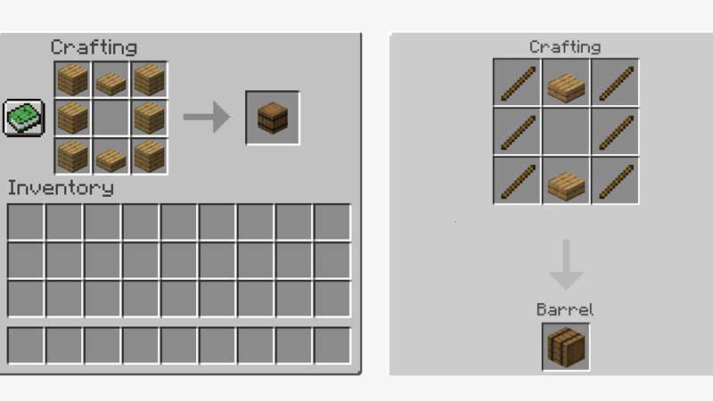 how to craft a barrel in Minecraft