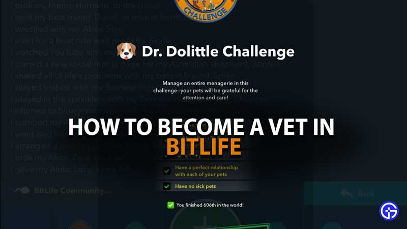 BitLife Dr Dolittle Vet Guide