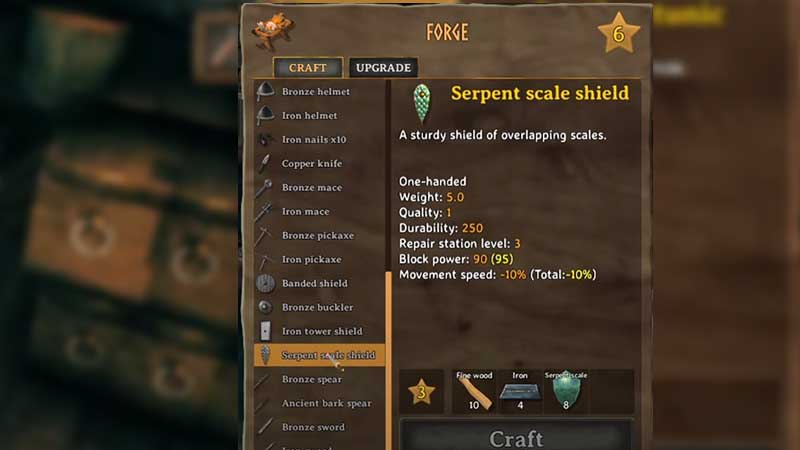 Valheim Serpent Scale Shield crafting