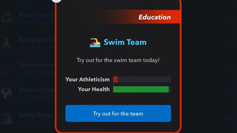 How to swim in Bitlife