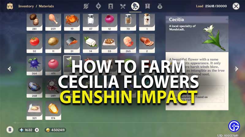 where to find cecilia flowers in genshin impact