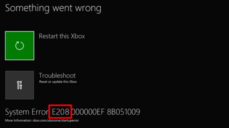 Системная ошибка e208 xbox