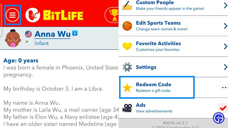 how to redeem bitlife codes