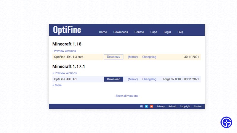 Minecraft Optifine Download 1.18