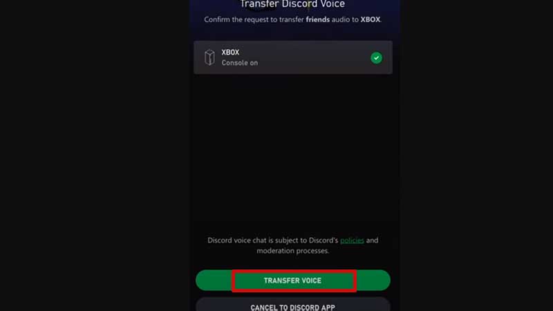 transfer voice from discord app