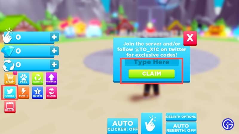 cách đổi mã trong Roblox Clicking Havoc