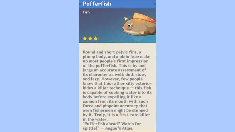 pufferfish genshin impact locations