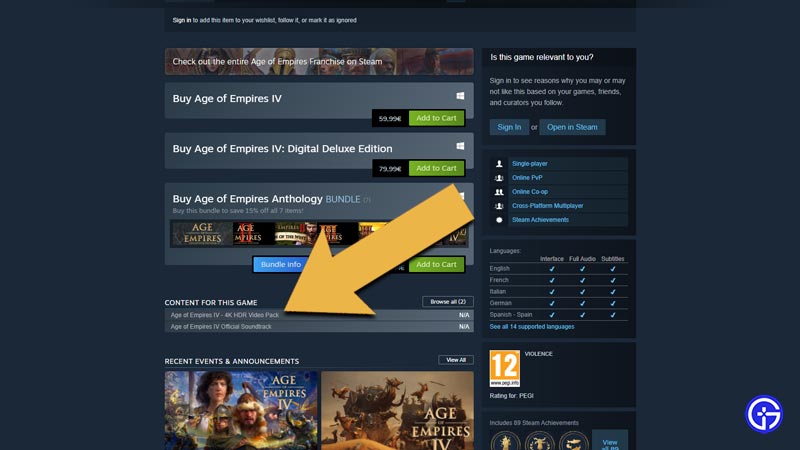 How to Download & Install Age of Empires 4 in Steam Without or Removing 4k Video Pack
