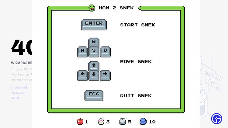 discord snake game controls