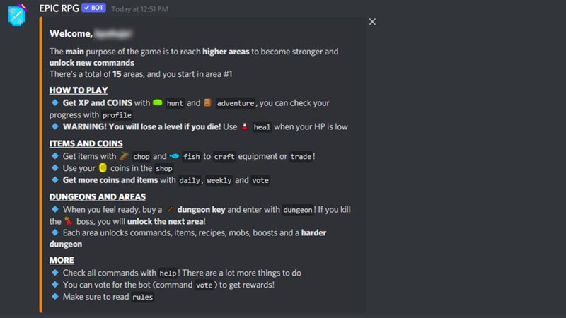 all epic rpg codes for discord