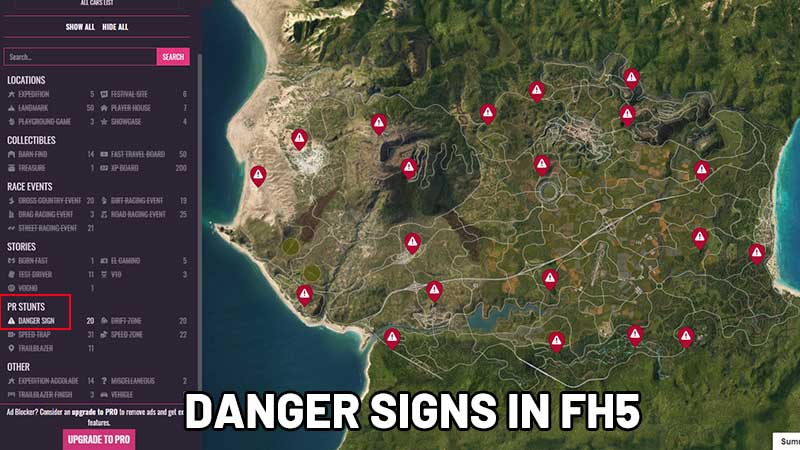 forza horizon 5 danger signs map locations