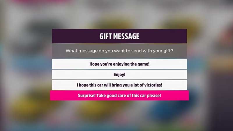custom gift message forza horizon 5