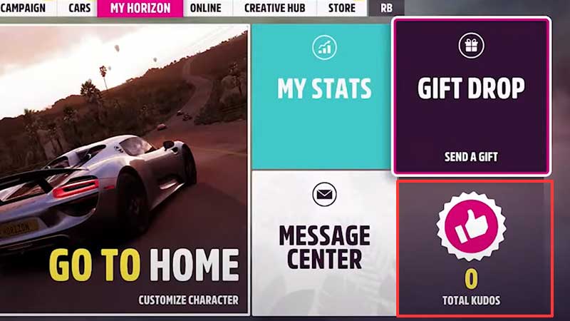 how to get give kudos in forza horizon 5