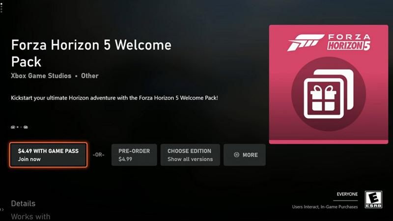 welcome pack in forza horizon 5
