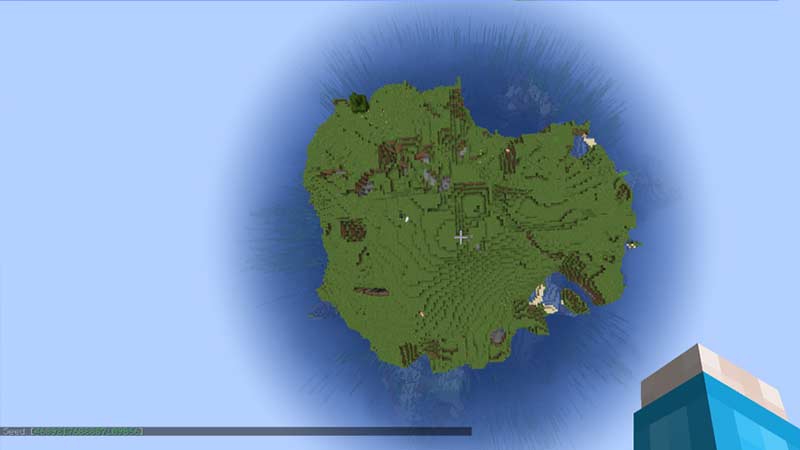 Big spawn island with only one tree and a cave system underneath it