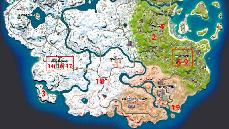 fortnite chapter 3 season 1all npc locations on map