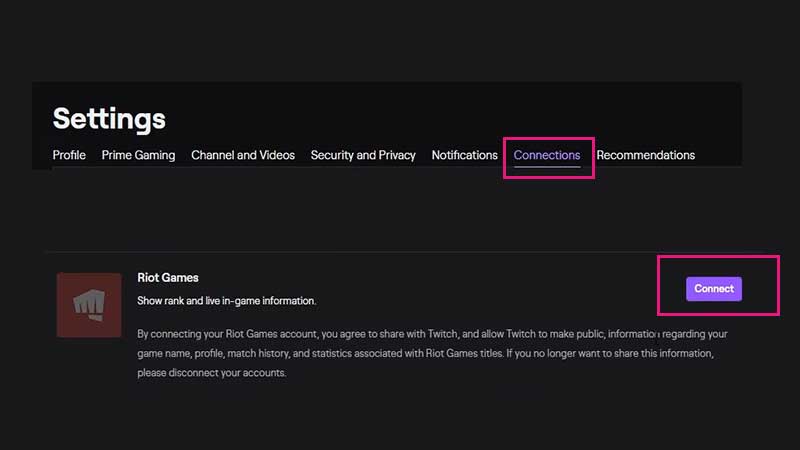 how to connect riot games account twitch