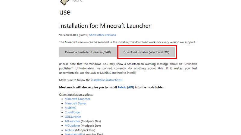 minecraft 1.18 fabric mod loader installation guide