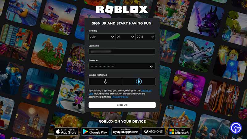 how to sign up to roblox