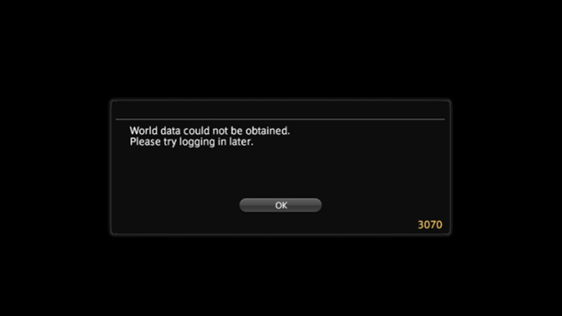 world data could not be obtained error in final fantasy 14