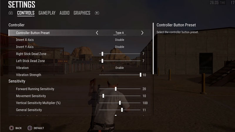 ads settings in pubg on ps4