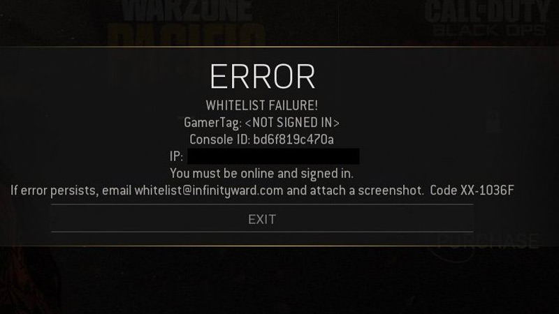 cod warzone whitelist failure error