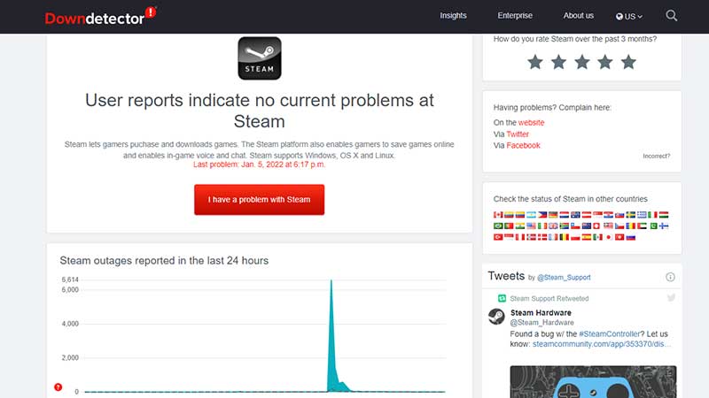 how to check steam server status