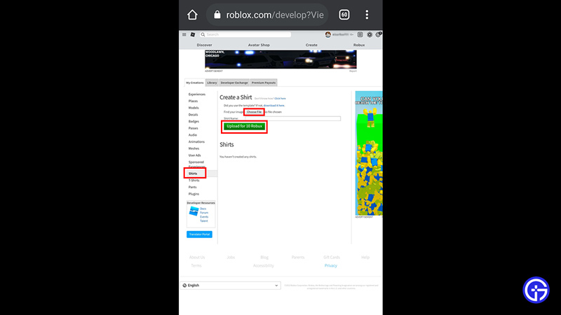 how to make shirts on roblox mobile for free