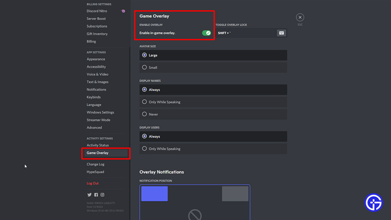 disable overlay in discord