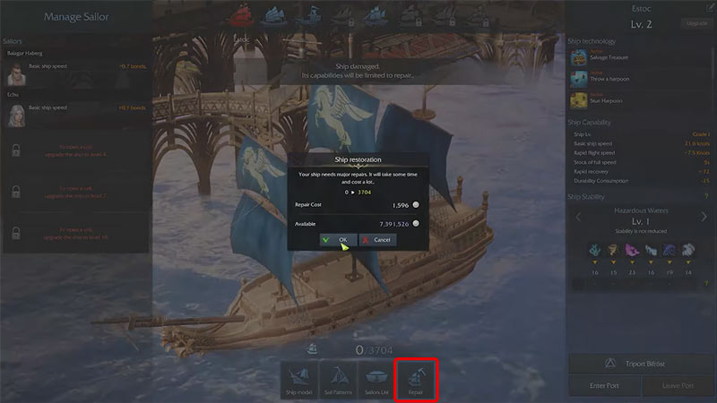 repair ships lost ark