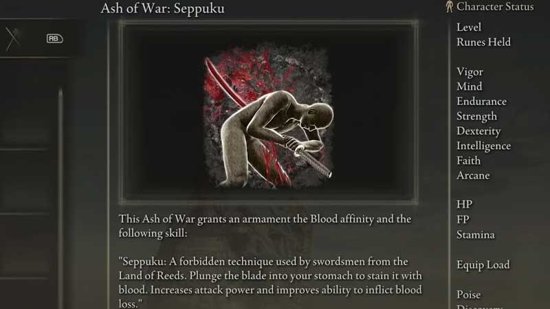 ash of war seppuku