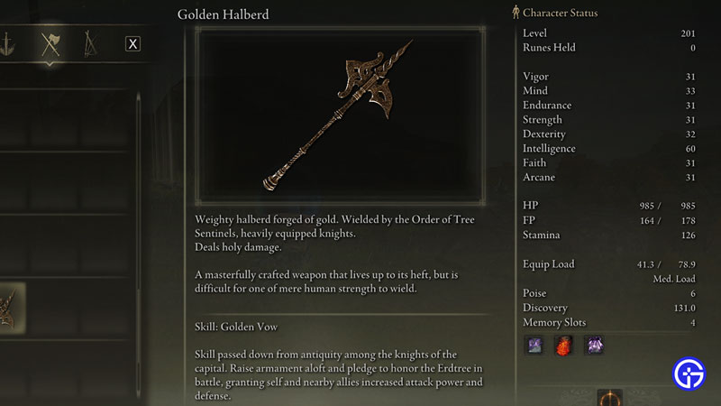 Elden Ring Golden Halberd Build Gamer Tweak