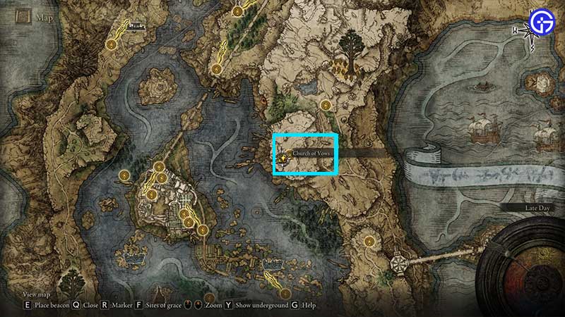 church of vows elden ring location map