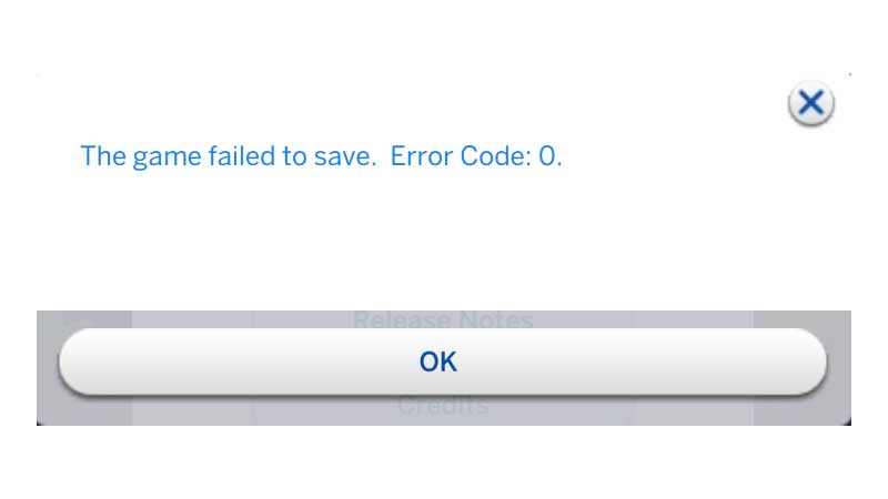 game failed to save error 0 sims 4
