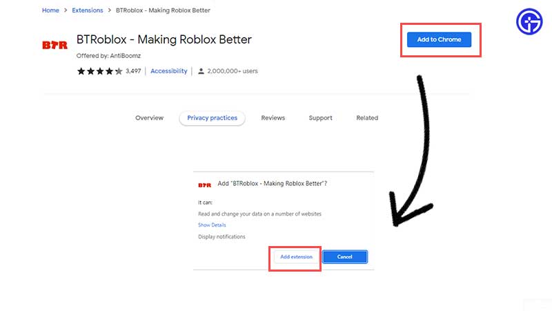 how to add btroblox chrome firefox extension