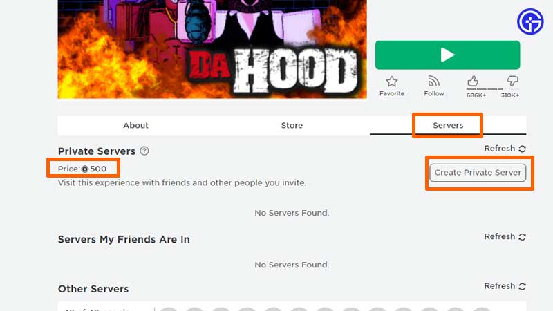 how to create private server da hood roblox