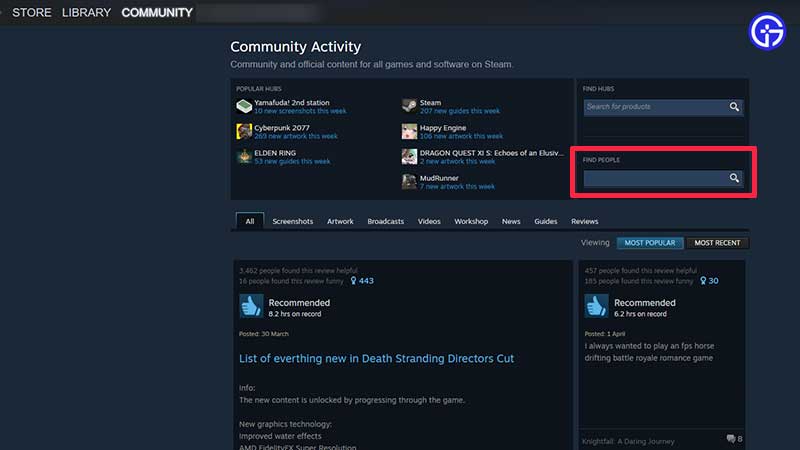 how to find users on steam