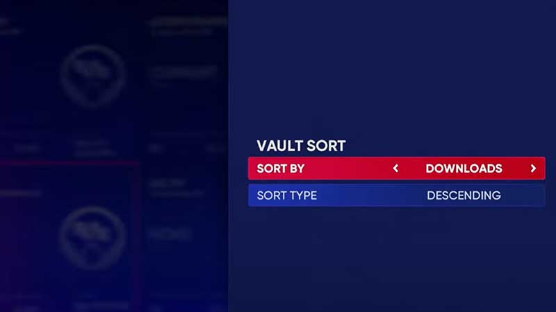 vault sort by downloads