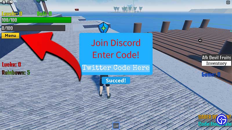 How to Redeem Codes in Roblox Rainbow Piece