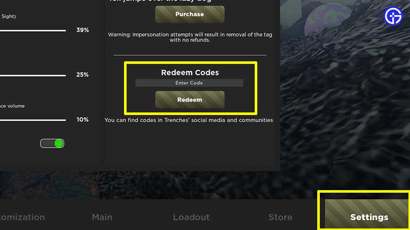 how to redeem codes in trenches