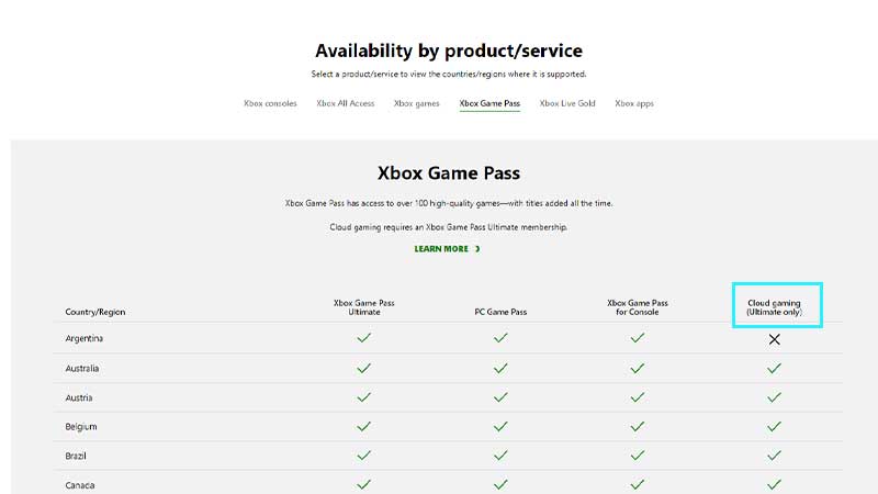 xbox cloud gaming available countries